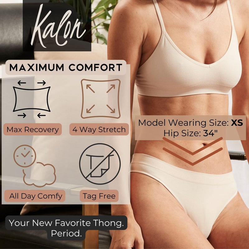 Kalon 6 Pack Women's Nylon Spandex Thong Underwear (Medium, Jewels) - Image 4